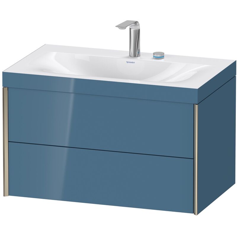 

Duravit XViu 4615 Lavamanos c-bonded, con 2 agujeros para grifos, con base colgante, 2 cajones, 800x480, Color (frente/cuerpo): champán mate/azul