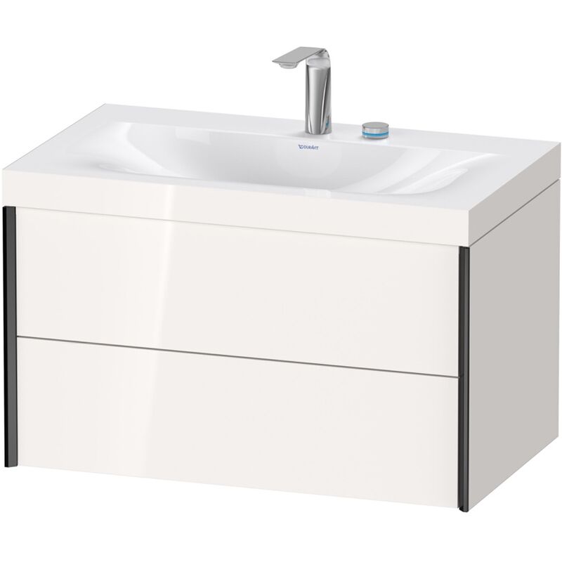 

Duravit XViu 4615 Lavamanos c-bonded, con 2 agujeros para grifos, con base colgante, 2 cajones, 800x480, Color (frente/cuerpo): negro mate/blanco