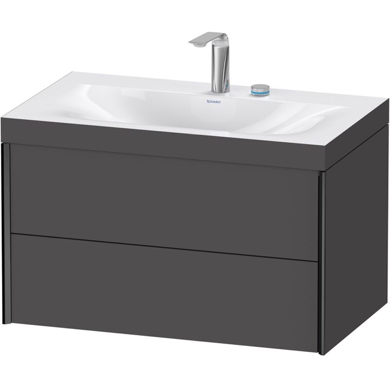 

Duravit XViu 4615 Lavamanos c-bonded, con 2 agujeros para grifos, con base colgante, 2 cajones, 800x480, Color (frente/cuerpo): negro mate/grafito