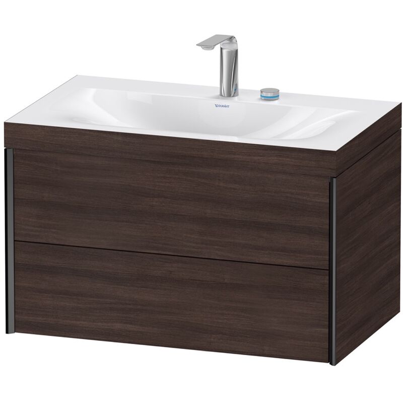 

Duravit XViu 4615 Lavamanos c-bonded, con 2 agujeros para grifos, con base colgante, 2 cajones, 800x480, Color (frente/cuerpo): negro mate/roble