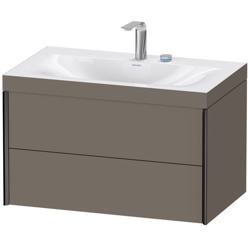 

Duravit XViu 4615 Lavamanos c-bonded, con 2 agujeros para grifos, con base colgante, 2 cajones, 800x480, Color (frente/cuerpo): negro mate/gris claro