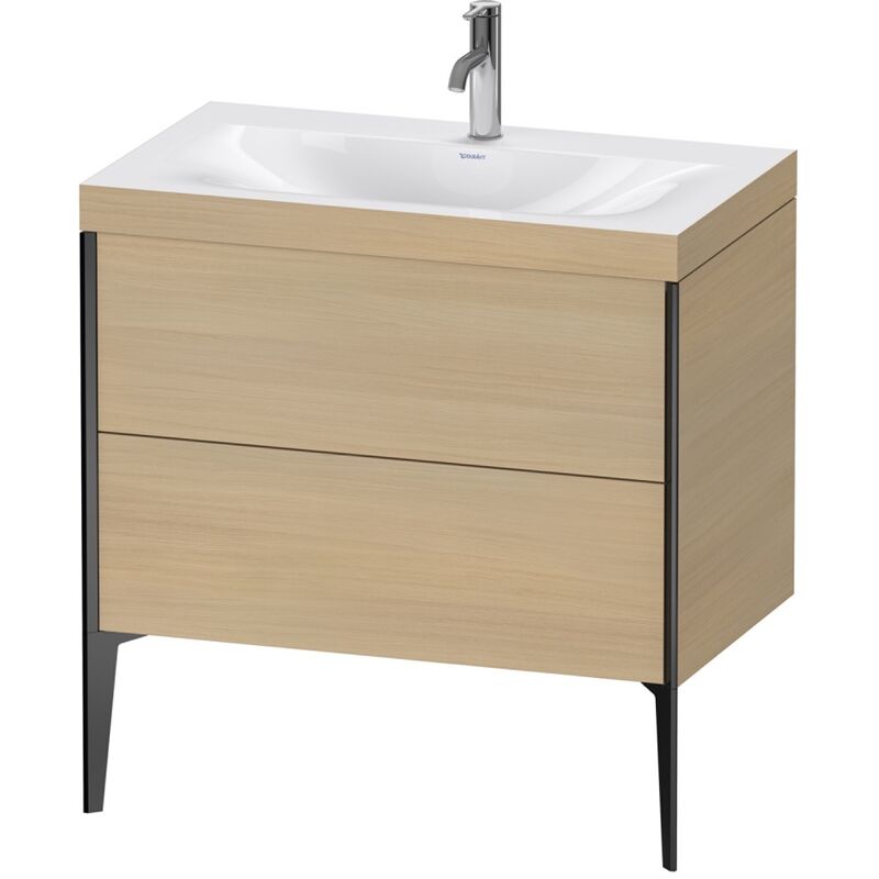 

Duravit XViu 4710 Lavamanos c-bonded, con 1 agujero para grifo, con soporte para el suelo, 2 extraíbles, 800x480, Color (frente/cuerpo): negro