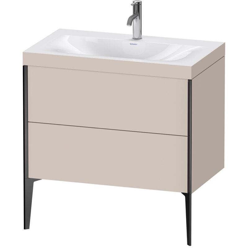 

Duravit XViu 4710 Lavamanos c-bonded, con 1 agujero para grifo, con soporte para el suelo, 2 extraíbles, 800x480, Color (frente/cuerpo): negro