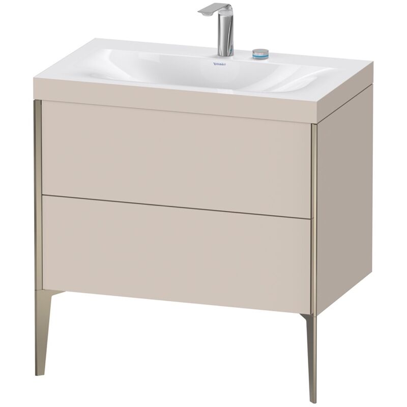 

Duravit XViu 4710 Lavamanos c-bonded, con 2 agujeros para grifos, con soporte para el suelo, 2 extraíbles, 800x480, Color (frente/cuerpo): champán