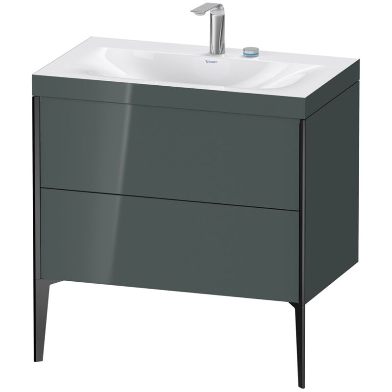 

Duravit XViu 4710 Lavamanos c-bonded, con 2 agujeros para grifos, con soporte para el suelo, 2 extraíbles, 800x480, Color (frente/cuerpo): negro