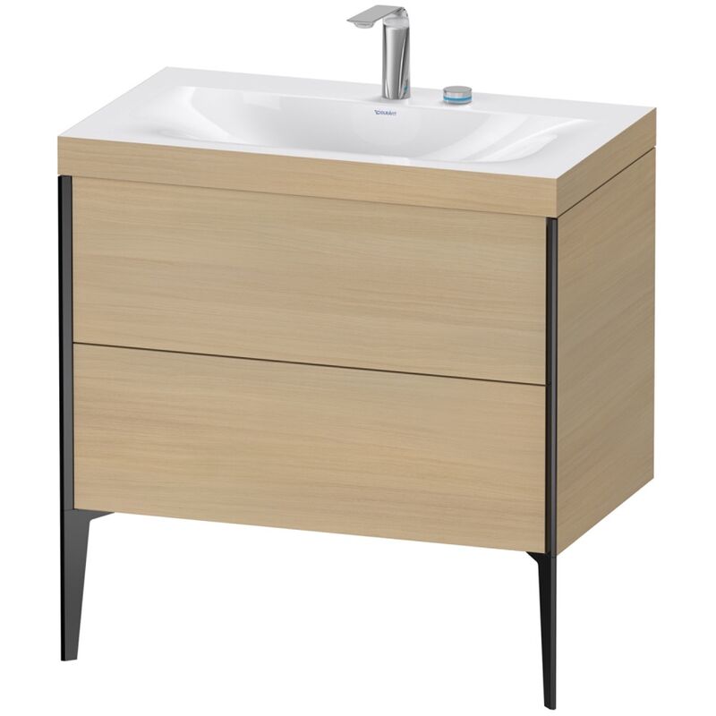 

Duravit XViu 4710 Lavamanos c-bonded, con 2 agujeros para grifos, con soporte para el suelo, 2 extraíbles, 800x480, Color (frente/cuerpo): negro