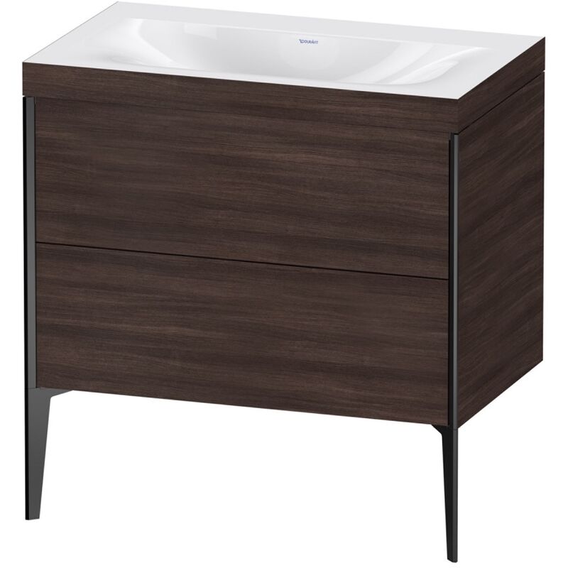 

Duravit XViu 4710 Lavamanos c-bonded, sin agujero para grifo, con soporte para el suelo, 2 extraíbles, 800x480, Color (frente/cuerpo): negro