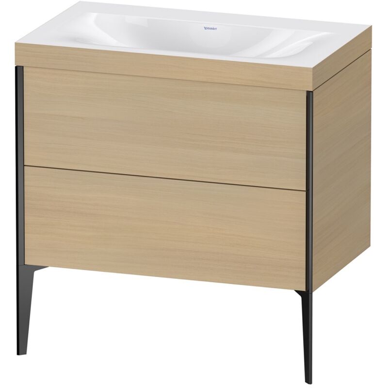 

Duravit XViu 4710 Lavamanos c-bonded, sin agujero para grifo, con soporte para el suelo, 2 extraíbles, 800x480, Color (frente/cuerpo): negro