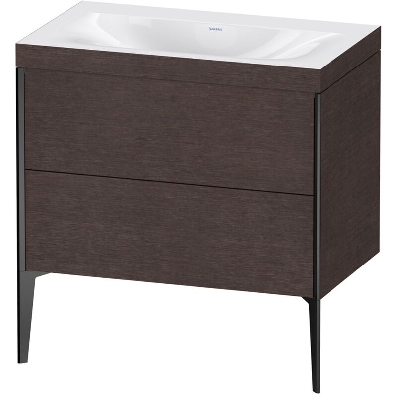 

Duravit XViu 4710 Lavamanos c-bonded, sin agujero para grifo, con soporte para el suelo, 2 extraíbles, 800x480, Color (frente/cuerpo): negro roble