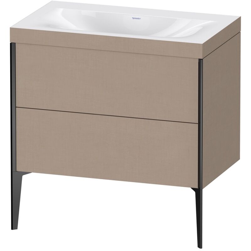 

Duravit XViu 4710 Lavamanos c-bonded, sin agujero para grifo, con soporte para el suelo, 2 extraíbles, 800x480, Color (frente/cuerpo): negro