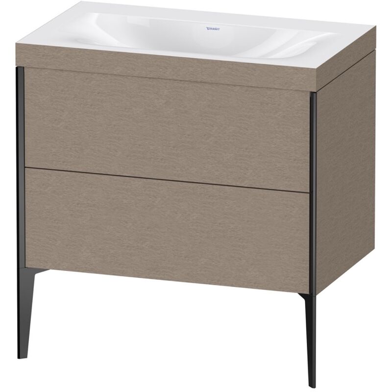 

Duravit XViu 4710 Lavamanos c-bonded, sin agujero para grifo, con soporte para el suelo, 2 extraíbles, 800x480, Color (frente/cuerpo): negro