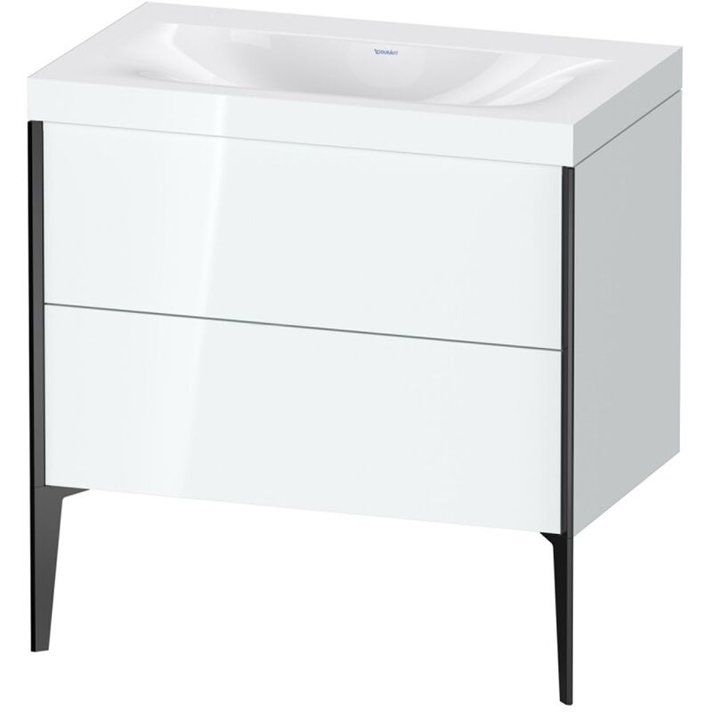 

Duravit XViu 4710 Lavamanos c-bonded, sin agujero para grifo, con soporte para el suelo, 2 extraíbles, 800x480, Color (frente/cuerpo): negro