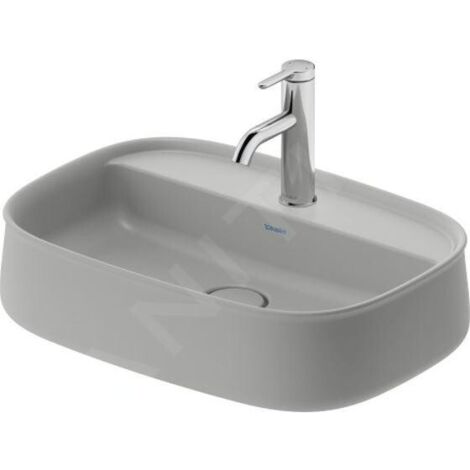 Duravit Zencha - Lavabo à poser 550x390 mm, sans trop-plein, trou pour robinet, DuraCeram, WonderGliss, gris mat 2374556771