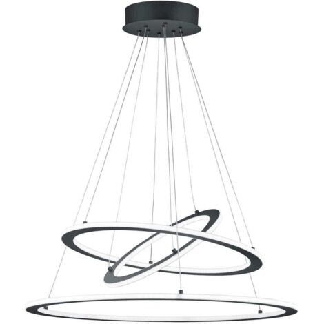 DURBAN SOSPENSIONE LED 75W  8900lm, 3000KTRIPLO ANELLO ANTRACITE INTENSITA' REGOLABILE A SCATTO D. 80CM