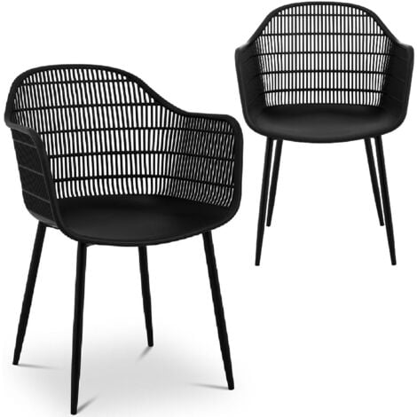 FROMM & STARCK Stuhl 2er Set Lehnstuhl Kunststoff Metallbeine bis 150 kg Designstuhl schwarz