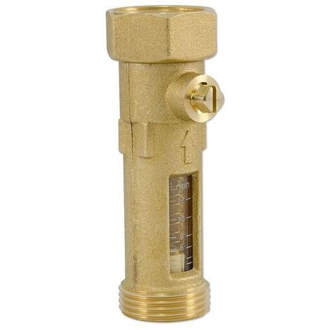 Durchflussmengenbegrenzer für Heizung und Solar - 1'' AG x 1'' IG mit Überwurfmutter flachdichtend - Anzeige 2 bis 12 l/min - max