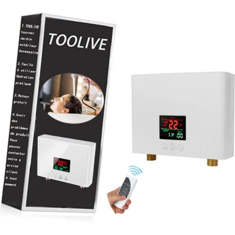 Durchlauferhitzer, 3 kW, Mini-Durchlauferhitzer, wandmontiert, mit LED-Anzeige, 3-stufige Temperatureinstellung, Fernbedienung für Zuhause, Küche, Badezimmer (weiß)
