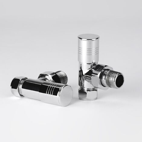 Durham Chrome Angled Round Top Valve with Round Top Lockshield