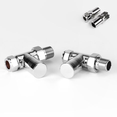 Durham Chrome Straight Round Top Valve with Lockshield and 8mm Pipe Reducer