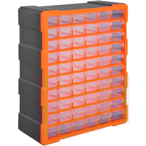 DURHAND 60 Drawers Parts Organiser Wall Mount Storage Cabinet Tools Clear