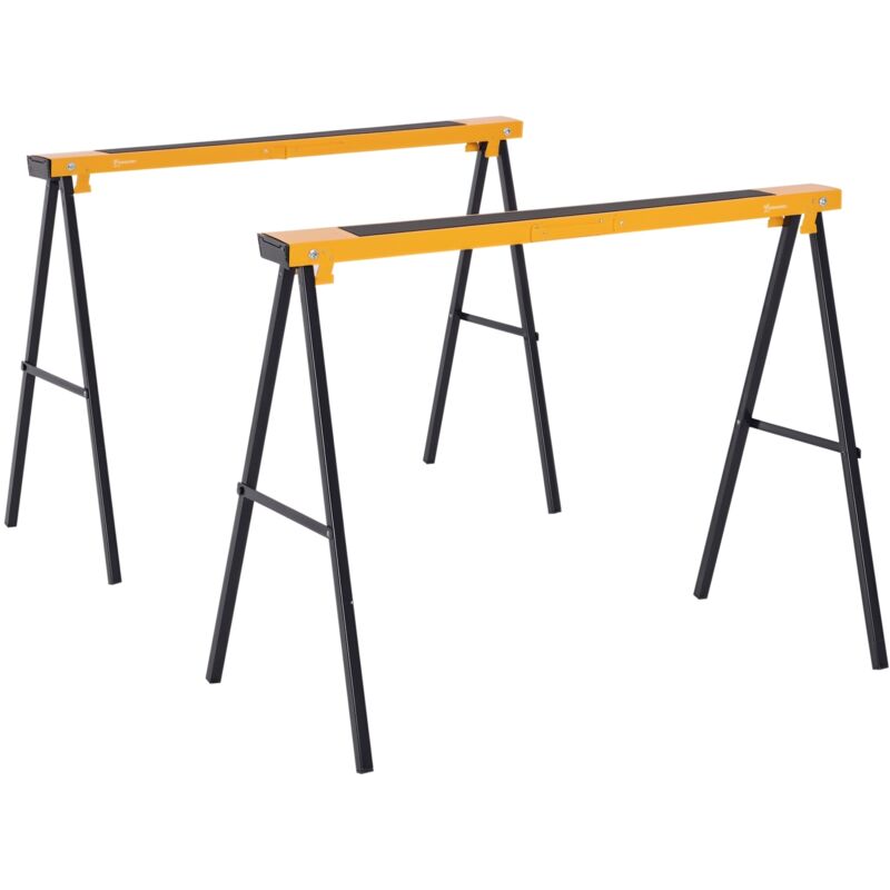 

Durhand - Caballo de Sierra Plegable Caballete Metálico 2 Piezas con Asa Carga 125kg Acero - Negro y amarillo