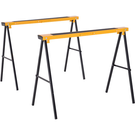 2 Caballetes Met/álicos Plegables Carga 275 kg Juego de Caballete de Sierre Banco de Trabajo Plegable