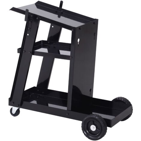 DURHAND Carrello Porta Utensili a 3 Ripiani per Garage Officina in Acciaio Nero