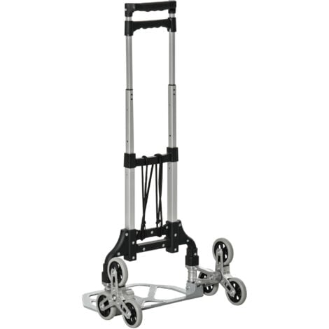 DURHAND Carrello Portapacchi Pieghevole a 6 Ruote Argento e Nero