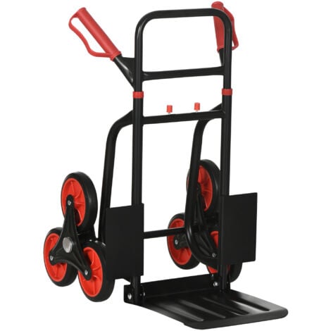 DURHAND Carrello Portapacchi150 kg max con Maniglia Estraibile Rosso e Nero