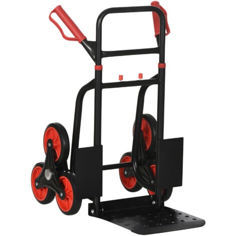 DURHAND Carrello Portapacchi150 kg max con Maniglia Estraibile Rosso e Nero