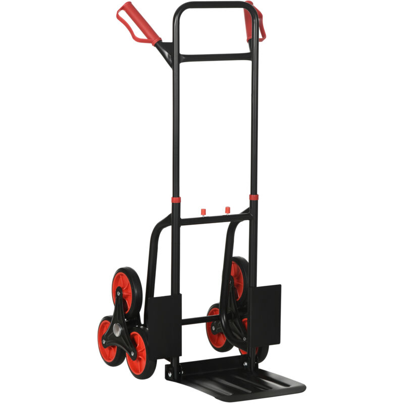 

Durhand - Carretilla Plegable para Escalera con Ruedas Carga 150kg para Entrega Almacenes - negro y rojo