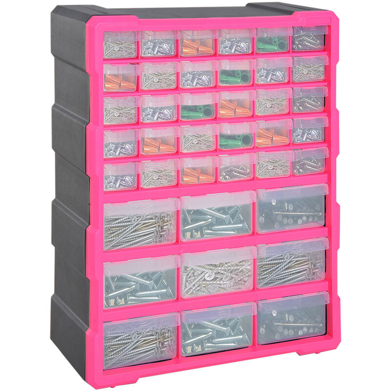 Image of Durhand - Cassettiera Portaminuterie in Plastica con 39 Cassetti Trasparenti