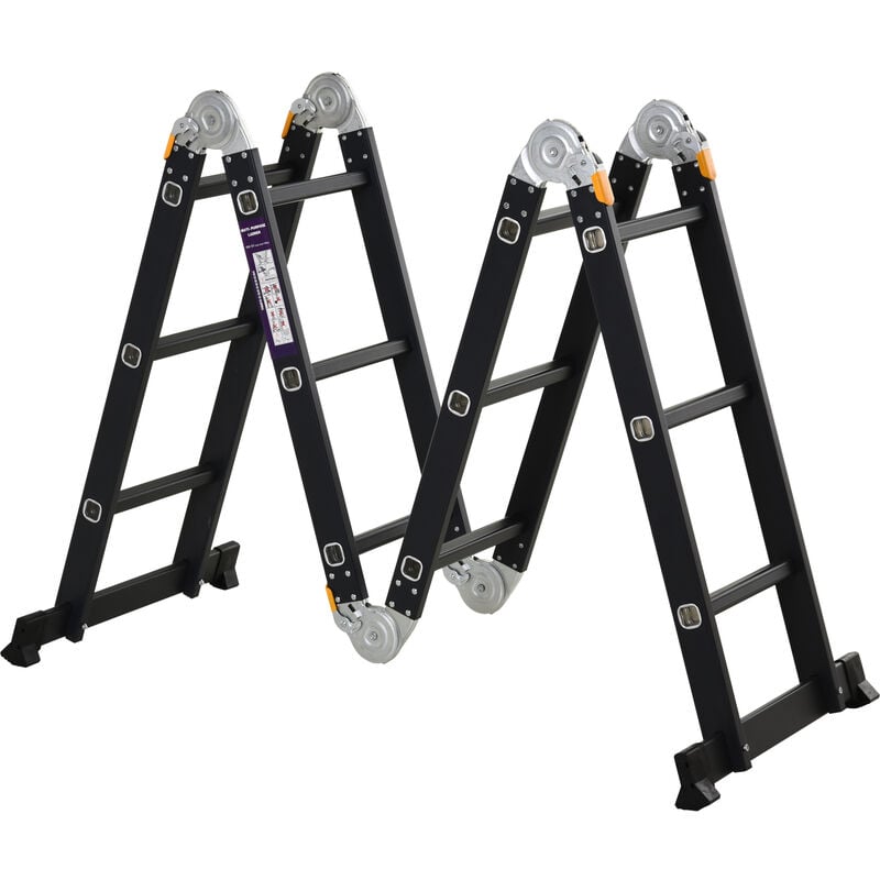 

Escalera Multiusos Plegable 5 en 1 Portátil con 2 Placas Aluminio 70x61x11 cm Negro - Negro