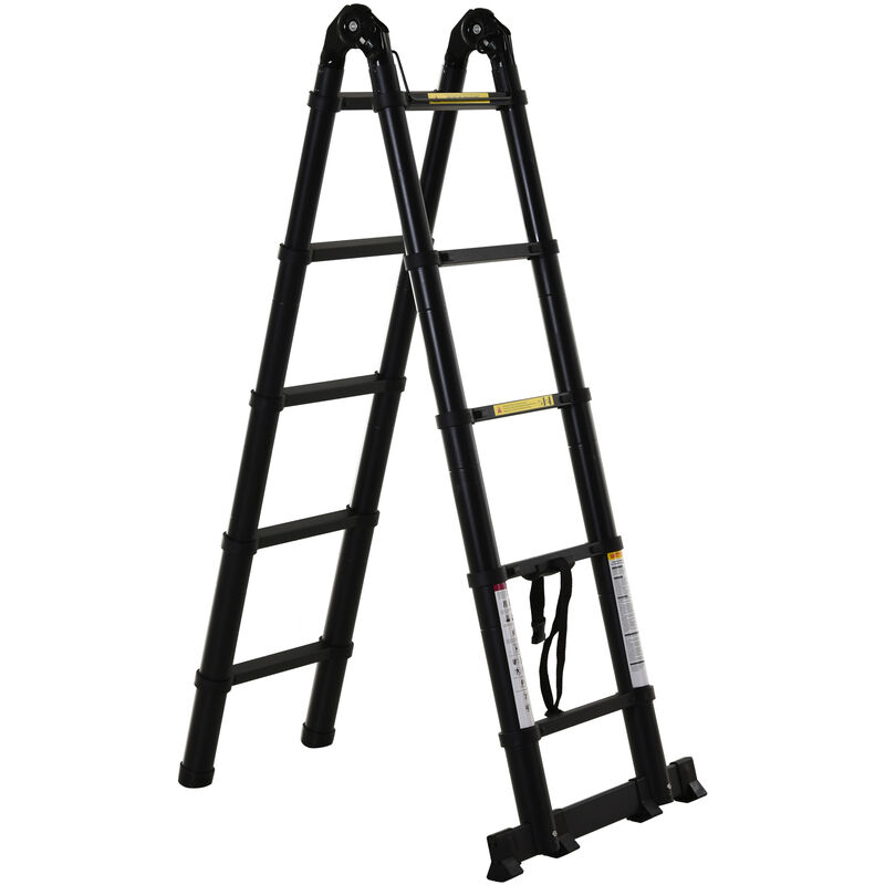 

Durhand - Escalera Telescópica Plagable Multiuso Marco en A 150 kg Aluminio 320x67x7 cm Negro - Negro