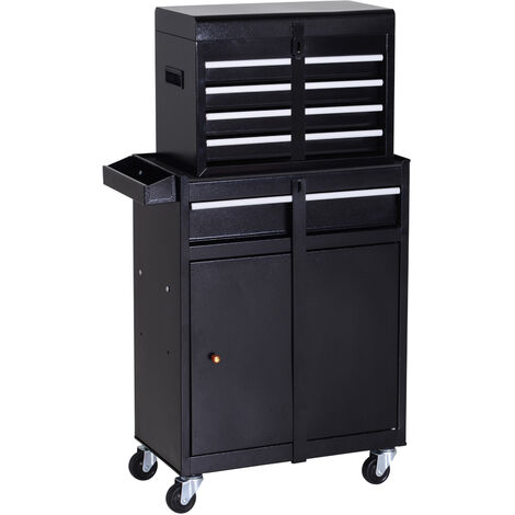 DURHAND Metal Tool Chest Cabinet Garage Mechanics Storage w/ 4 Drawers Black