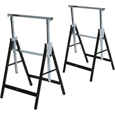 DURHAND Sägebock, Arbeitsbock, Hohenverstellbar, Faltbar, Metall, Schwarz, 68 x 56 x 80-130 cm, Belastbarkeit 200kg