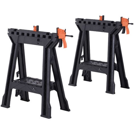 DURHAND Set Of 2 Foldable Clamping Twin Support Bars Cutting Stands Workbench
