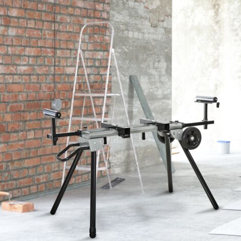 DURHAND Soporte Universal para Sierra Ingletadora Plegable con Distancia de Trabajo Ajustable Fácil de Transportar y Almacenar 123,5-245x73x96 cm Negro