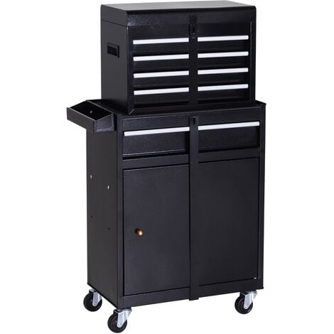 DURHAND® Werkstattwagen Werkzeugschrank Werkzeugkasten mit 5 Schubladen 360°-Rollen Metall 52,5 x 28 x 104,5 cm
