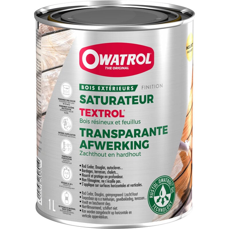 Saturateur extérieur bois résineux / Autoclaves Owatrol textrol® Chêne moyen (ow12) 1 litre