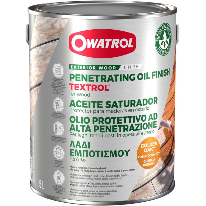 Owatrol - Saturateur extérieur bois résineux / Autoclaves textrol® Chêne doré (ow11) 5 litres