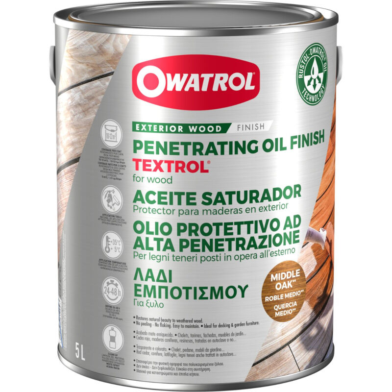 Saturateur extérieur bois résineux / Autoclaves Owatrol textrol® Chêne moyen (ow12) 5 litres