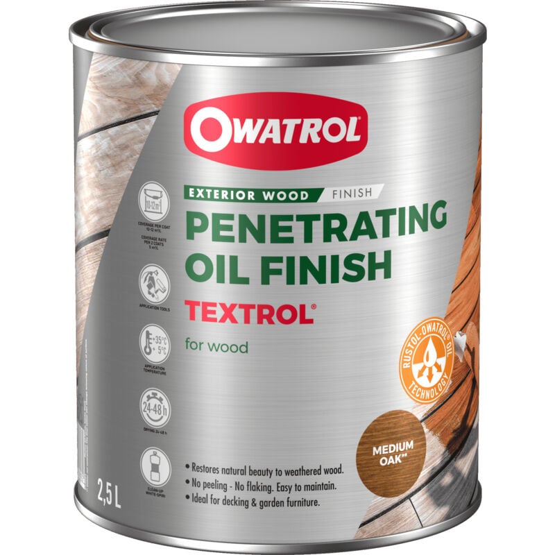 Saturateur extérieur bois résineux / Autoclaves Owatrol textrol® Chêne moyen (ow12) 2.5 litres