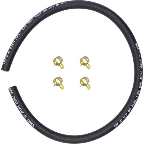 Durite Essence 1/4" (6,35mm) x 25" (63cm) avec 4 Colliers Compatible Briggs & Stratton 283207 95162S Tondeuse Petit Moteur