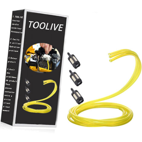 Durite Essence Set 3 Pièces Tuyau de Carburant Filtres Carburant Tuyau d'essence 1 mètre Pour Tronçonneuse Tondeuse Debroussailleuse 2 4 Temps Moteur (3 Pièces & Filtres carburant)
