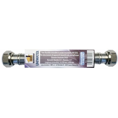 Durite inox extensible 3/4'' 100/200 mm F F eau inox DM 174