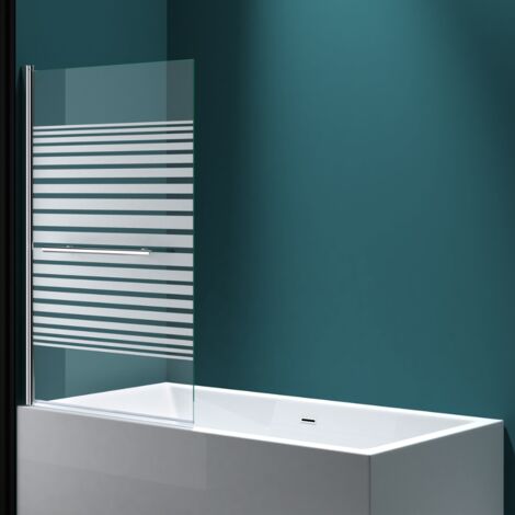 Durovin Bathrooms 1400 x 960mm Curved Over Bath Shower Screen 180° Pivot Door Glass Panels & Screens for Baths, 6mm Safety Glass