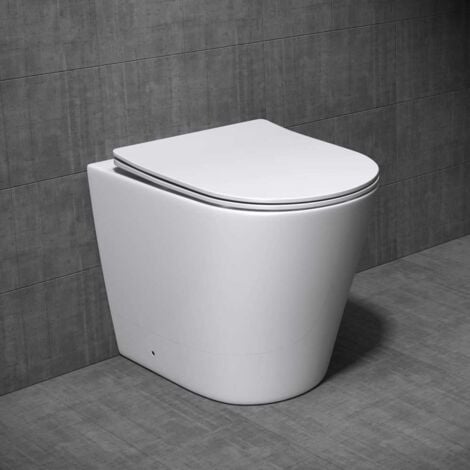 Durovin Bathrooms Back To Wall Rimless Toilet - Short Projection - Include WC Pan with Soft Close Seat Quick Release (D Shape)
