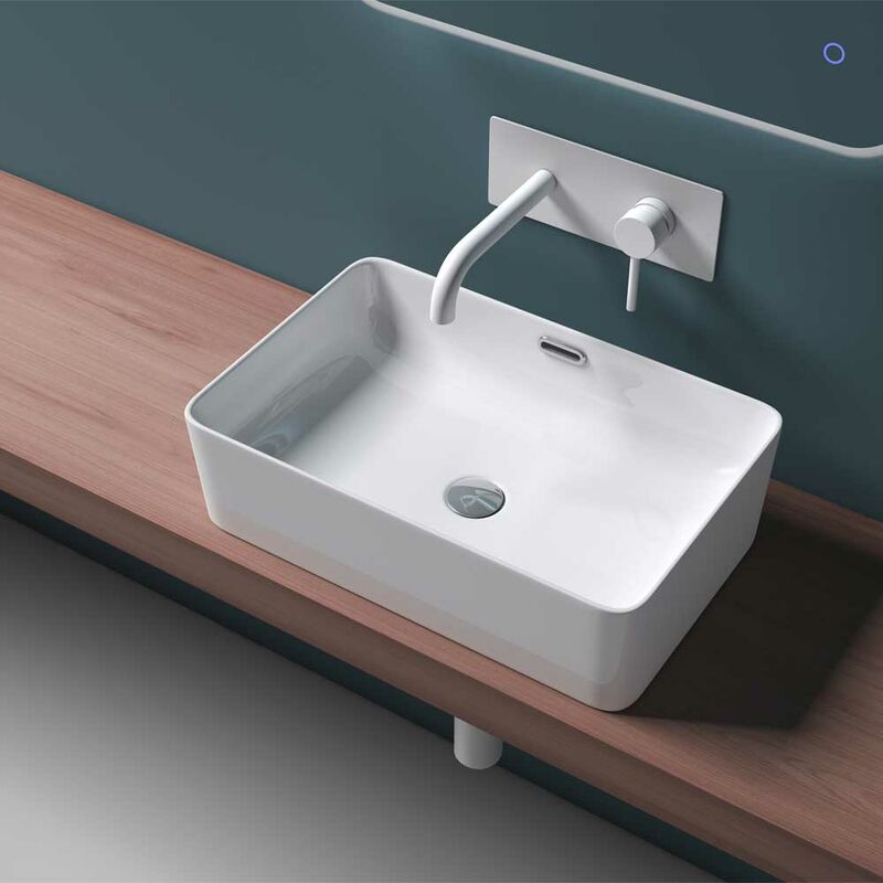 Durovin Bathrooms - Ceramic Bathroom Basin - Countertop Sink Vessel - Rectangular Washing Bowl (480 x 315 x 140mm)