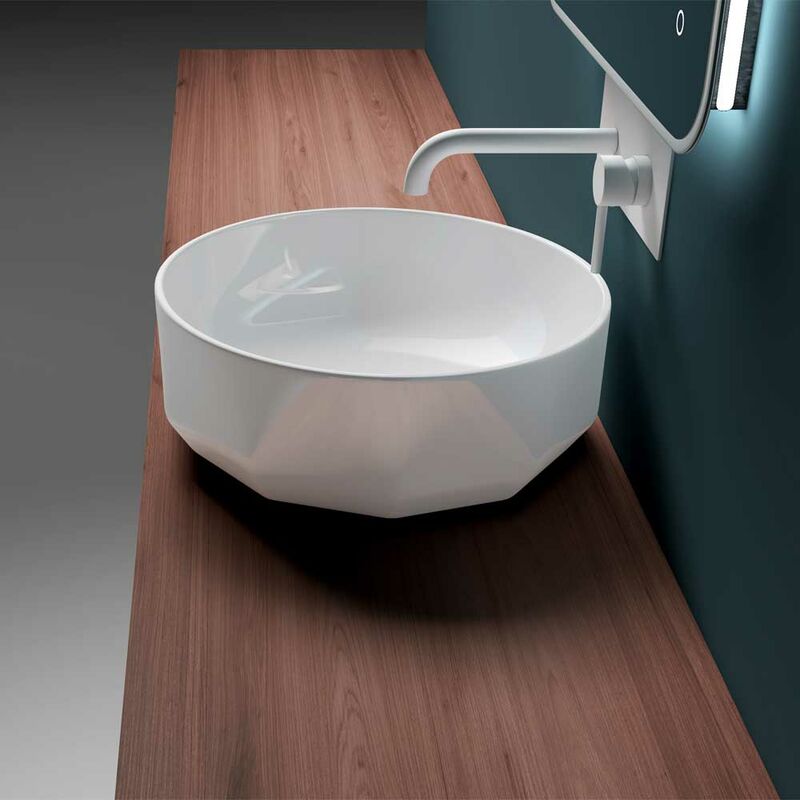 Durovin Bathrooms - Ceramic Bathroom Basin - Countertop Sink Vessel - Round Washing Bowl (420 x 420 x 150mm)